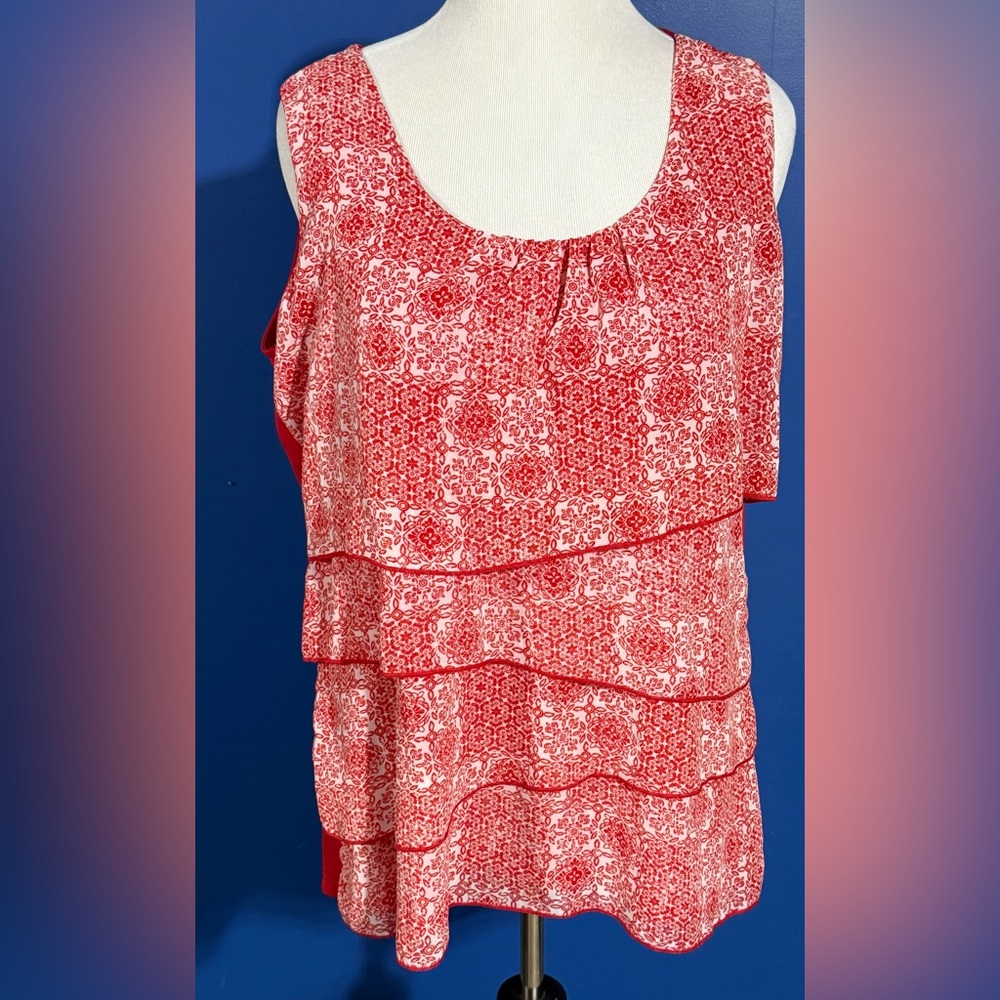 Jaclyn Smith Scarlet Patterned Blouse Size-1X